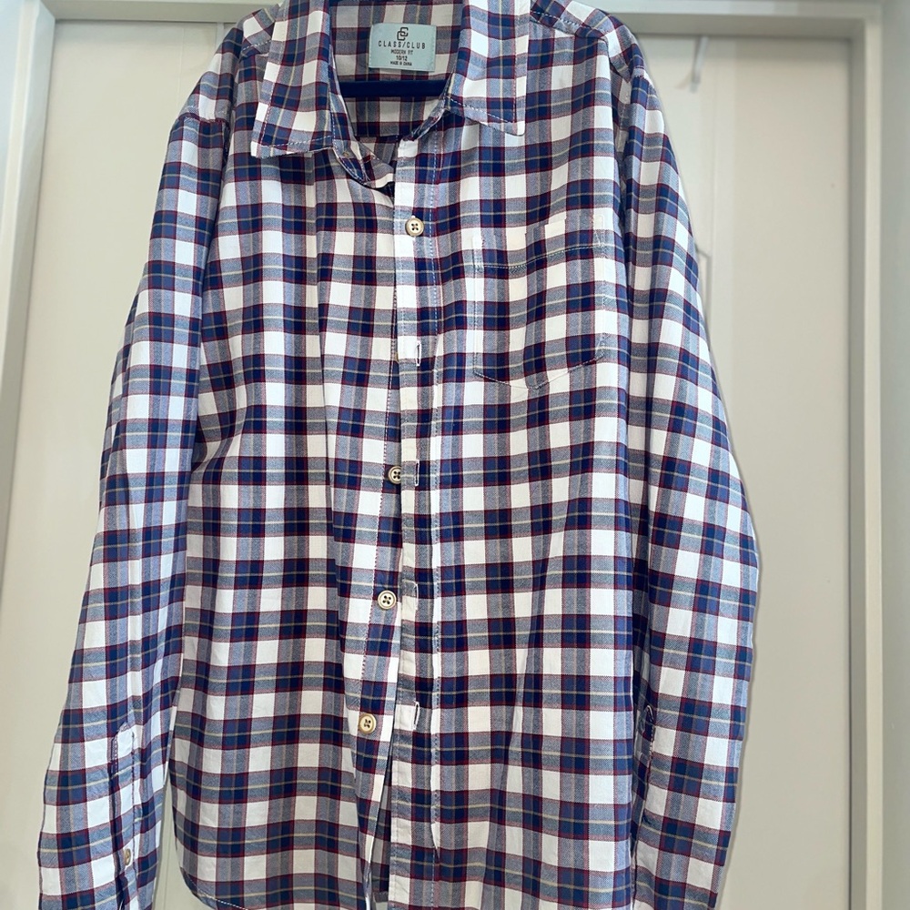 Class Club Navy and White Plaid Men's Shirt